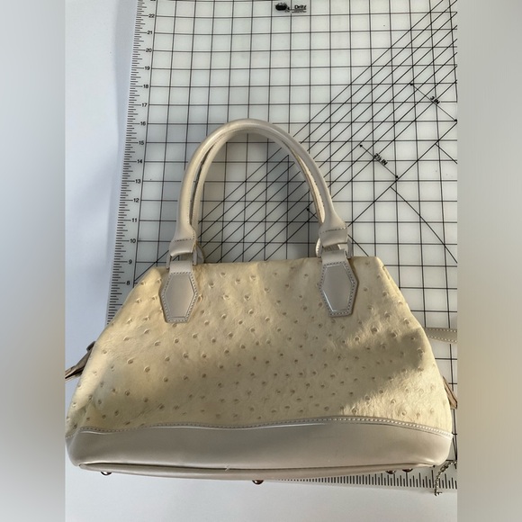 Longchamp Natural Tan Ostrich Leather Legend Bag Purse Satchel - Picture 13 of 15